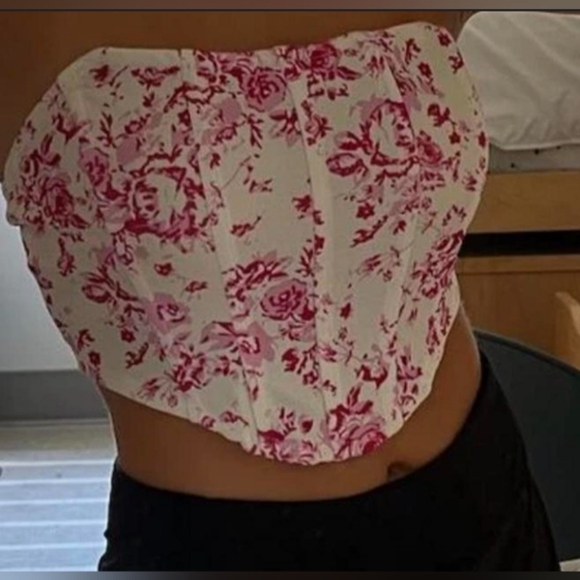 SHEIN Pink floral corset tube top sz Small - Picture 6 of 9